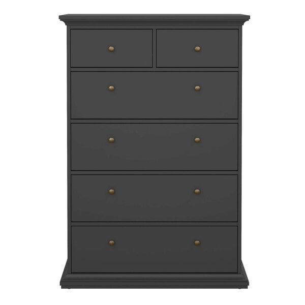 Wyld Haus Osaka Farmhouse Dark Grey Wooden Chest 6 Drawers