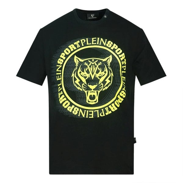 Plein Sport Yellow Scribble Layer Logo Black T-Shirt M