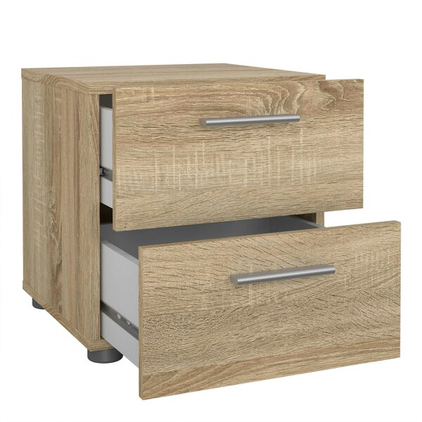Wyld Haus Daejeon Natural Oak Effect Wood Bedside Table 2 Drawers
