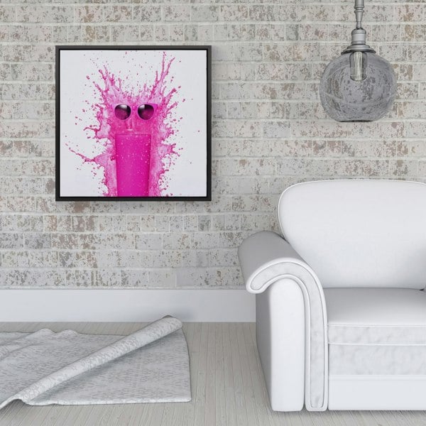 Warren Reed Pink Splash Art Glass Framed Canvas