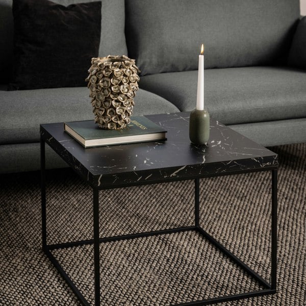 Furniture To Go Barossa Coffee Table with Black Marble Effect Top & Black Steel Base 60cm