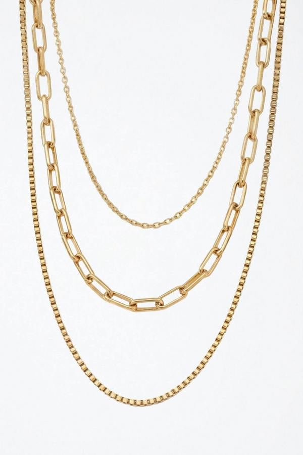 Serla 3 Layer 18K Gold Plated Necklace Set