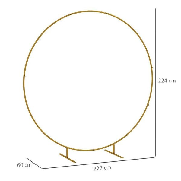 222cm Gold Tone Backdrop Stand, Round Metal Wedding Arch for Birthday Party, Bridal Shower, Graduation, Ceremony