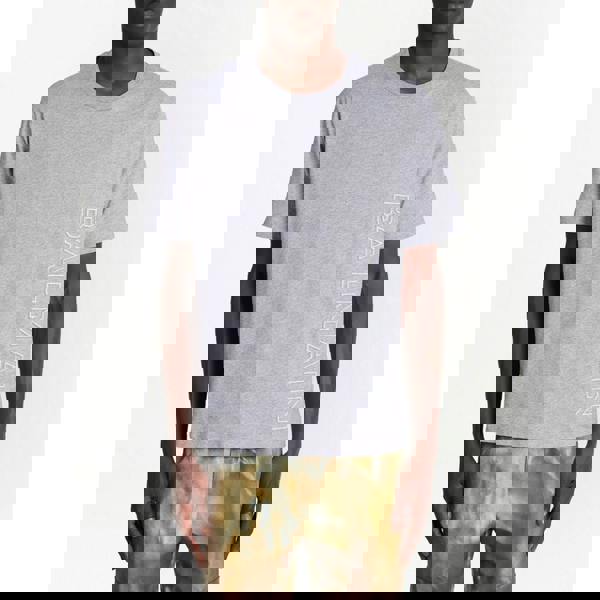 Balmain Embossed Logo Vertical T-Shirt   in  Grey