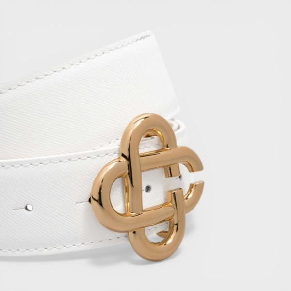 Casablanca CC Logo Buckle Belt White