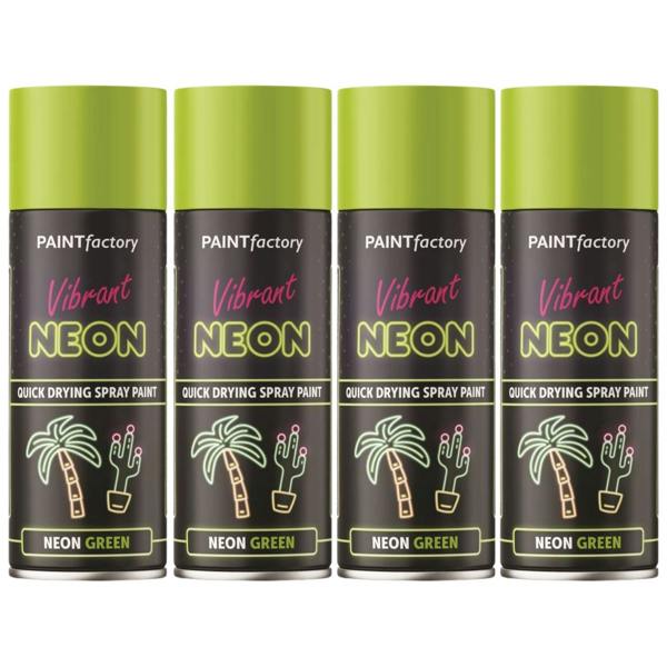 Paint Factory 4X  Neon Green Spray Paint 400ml