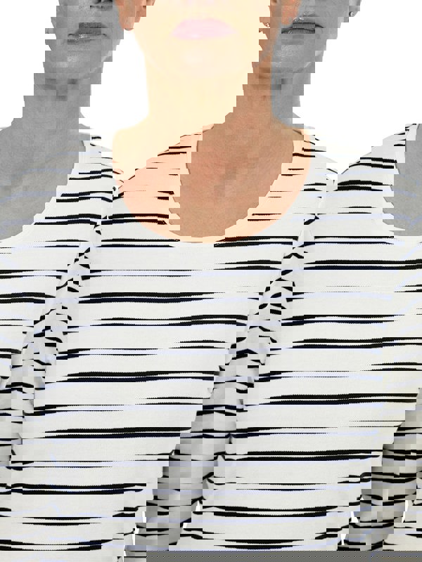 PennyPlain Round Neck Striped Top - Ivory