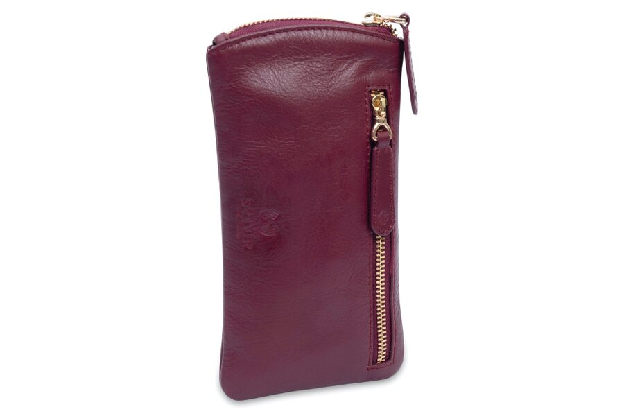 SADDLER "Mabel" Zip Top Real Leather Glasses Case with Card Holder (Gift Boxed)