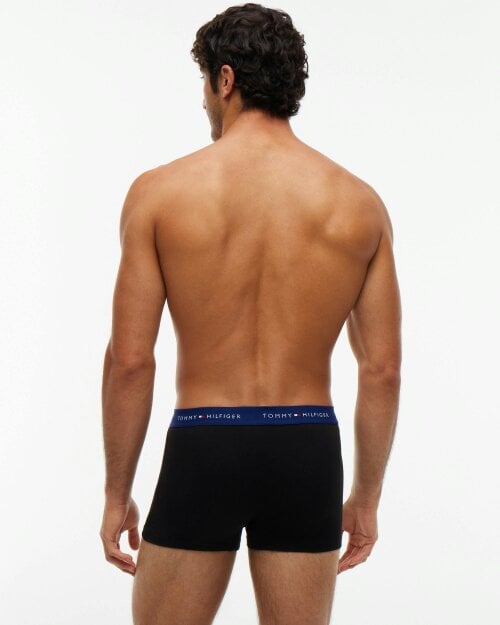 Tommy Hilfiger 3-Pack Logo Waistband Mens Trunks - Noc Purp/Orna Green/Rich Navy