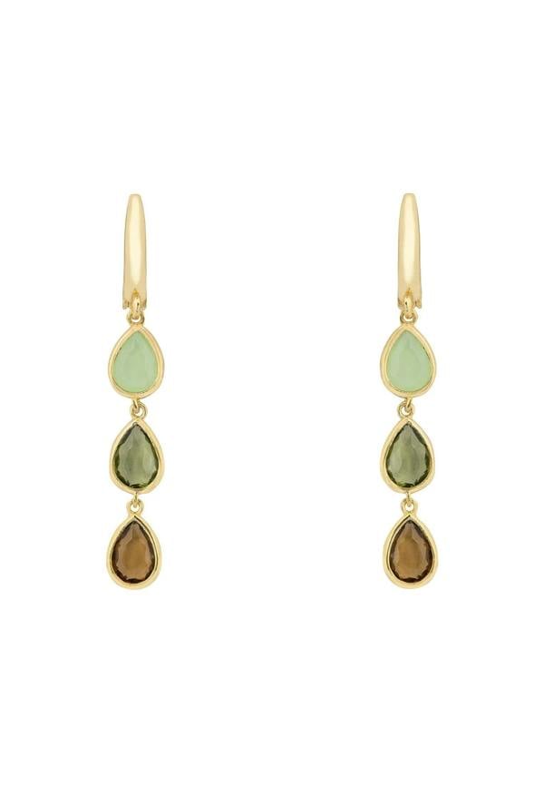 Latelita Sardinia Triple Teardrop Earrings Gold The Greens