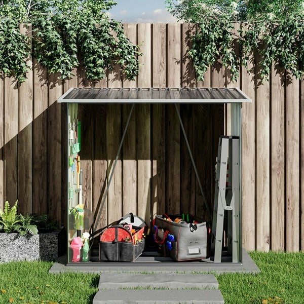 164cm L Firewood Storage Shed Metal Log Holder Fire Wood Rack Garden Patio Shelter Log Racks Living and Home