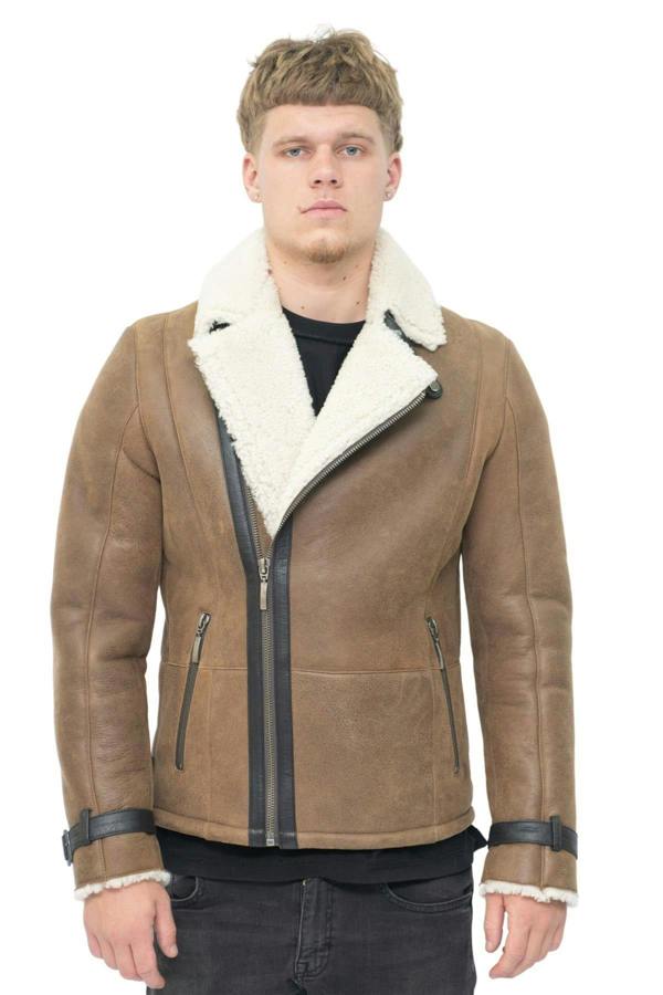 Infinity Leather Mens Double Breasted Sheepskin Leather Biker Jacket-Heathfield