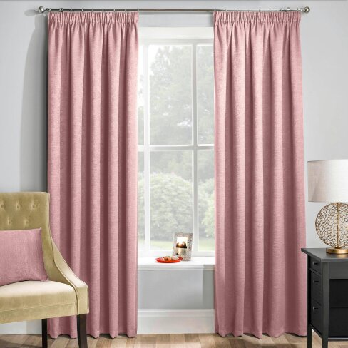 Enhanced Living Blush Plain Thermal Room Darkening Energy Saving Tape Top Curtains For Living Rooms & Bedrooms