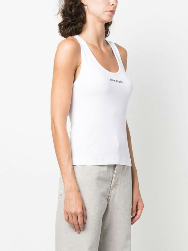 Palm Angels Classic Logo Rib Tank Top White - Supplied FashionPALM ANGELS