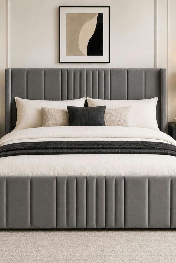 Groundlevel Langford Velvet Upholstered Ottoman Storage Bed