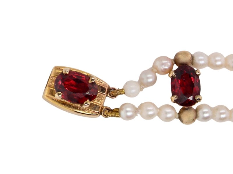 Vintage Tom A 1970s Cultured Pearl and Garnet Bracelet