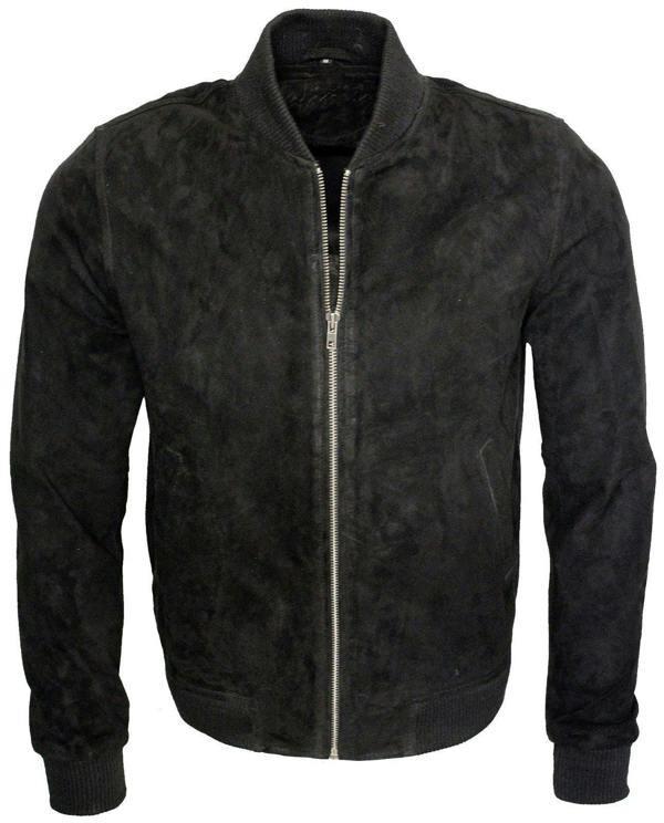Infinity Leather Mens Varsity Soft Suede Leather Bomber Jacket