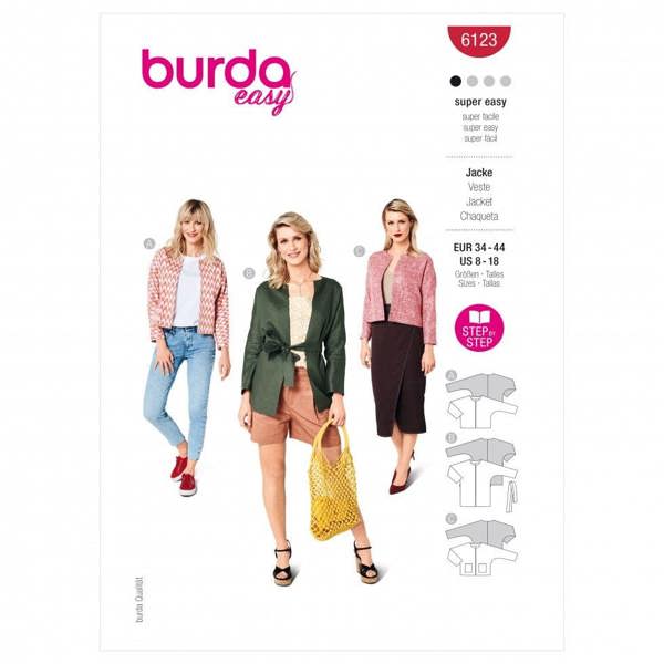 Burda Sewing Pattern 6123 Jackets For Women, 34 to 44 - Easy