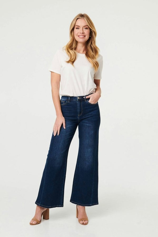 Blue | High Waist Slim Fit Flared Jeans
