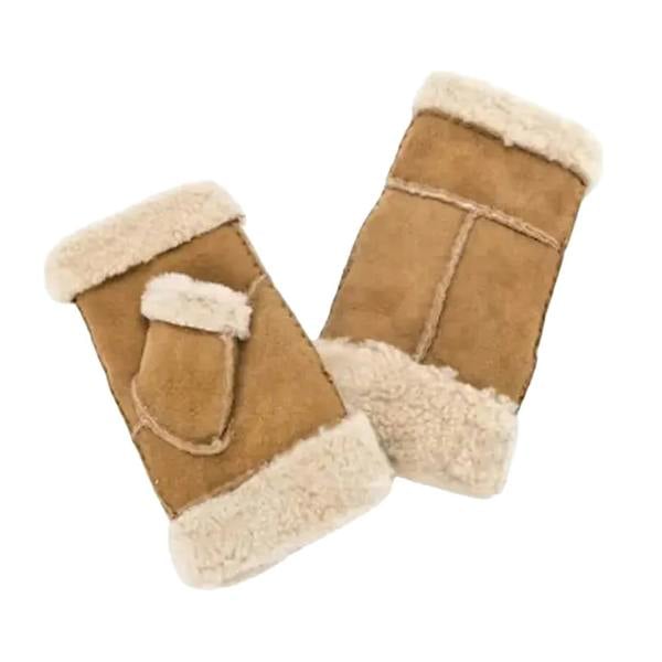 Eastern Counties Leather Womens Glitten Sheepskin Fingerless Gloves - Tan