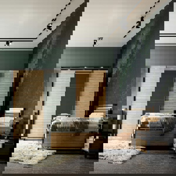 Furniture To Go High Rock Bedside in Matt Black/Riviera Oak