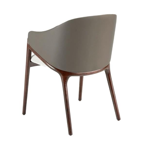 Angel Cerdá Beige Fabric and Dark Mink Leatherette Chair 4090
