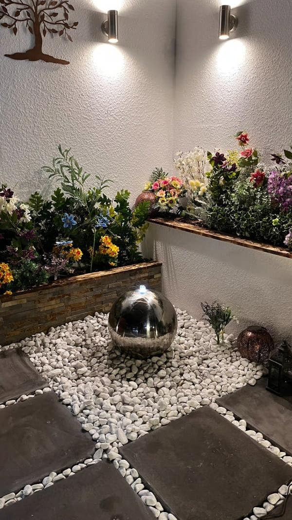 Tranquillity Water Features 20cm Stainless Steel Sphere Modern Metal Water Feature