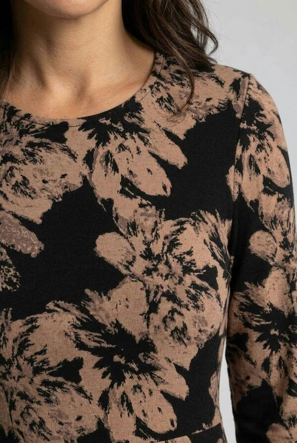Izabel London Floral Long Sleeve A-Line Midi Dress