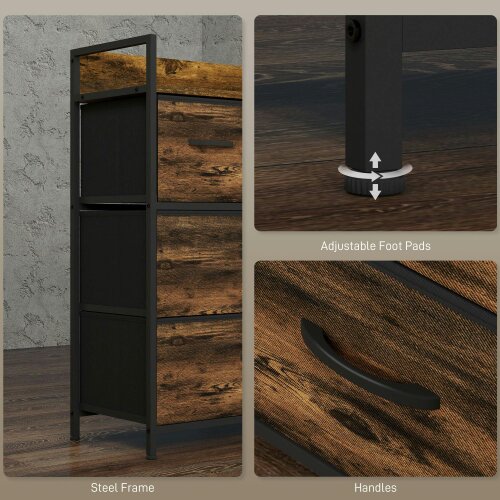 Wyld Haus Tolito Fabric And Wood Rustic Brown 4 Drawer Rustic Storage Chest