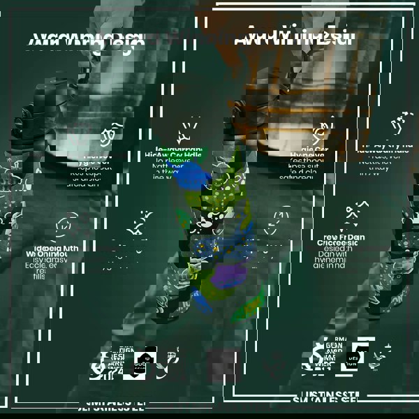 A dark-green, slim stainless steel water bottle is being held. It features a hide-away handle, crevice-free design, hygiene cover, and wide mouth. The bottle won the German Design Award in 2024 and the Good Design award.