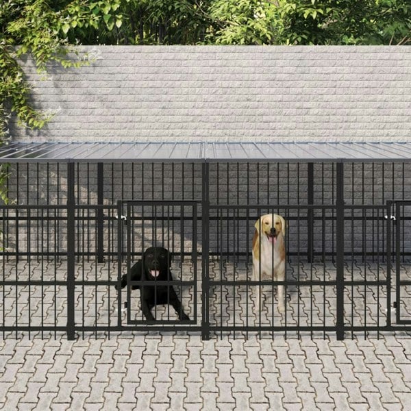 Berkfield Outdoor Dog Kennel with Roof Steel 7.51 m�__