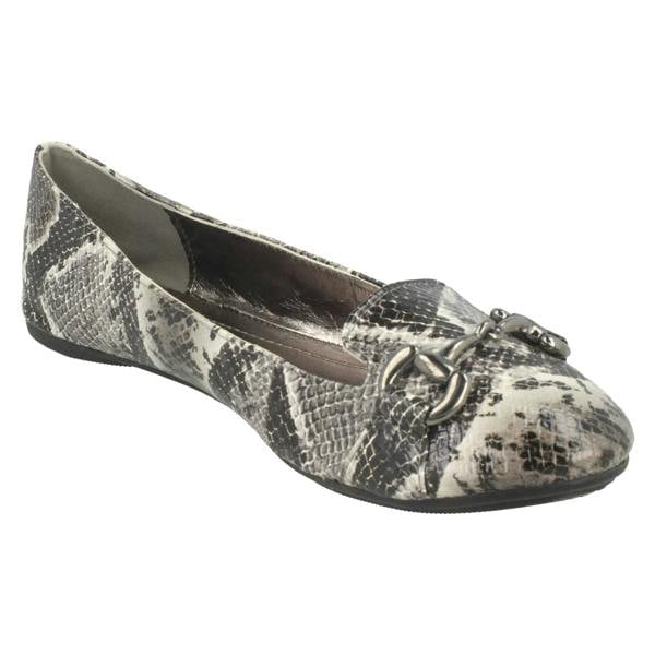 Spot On Ladies Spot On Flat Snake Print Ballerina