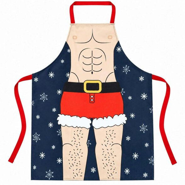 Shatchi Six Pack Apron Fun Festive Novelty Christmas Aprons for Parties, Cooking and Seasonal Gatherings