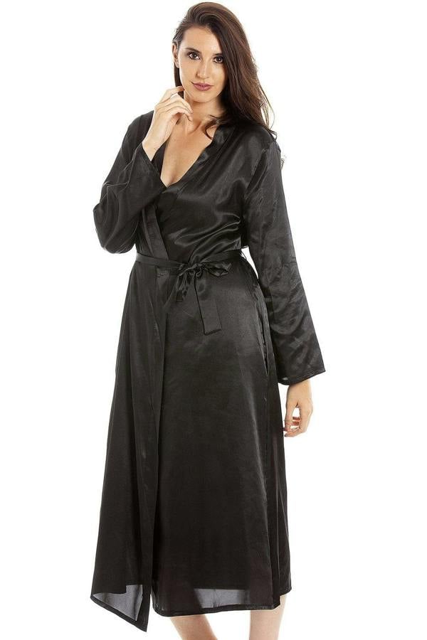Camille Womens Black Long Satin Wraps