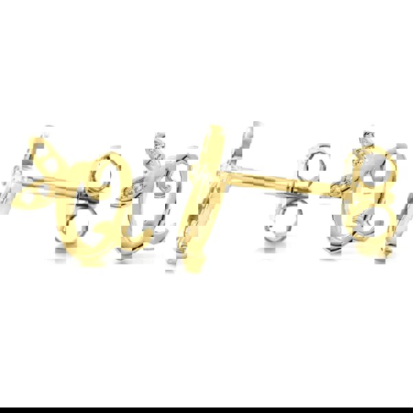 Say It With Winged Initial Earrings - Yellow Gold Plated