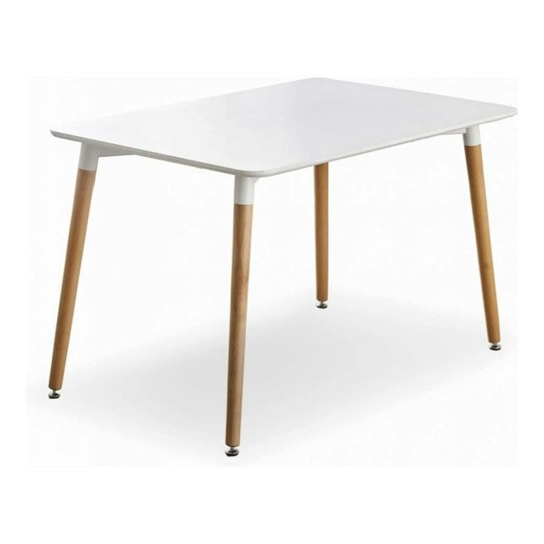 Life Interiors 5PCs Dining Set - a White Halo Dining Table & Set of 4 Lorenzo Tulip Chairs with Padded Seat