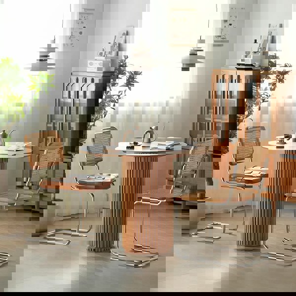 Cane Round Dining Table, Oak - large dining table