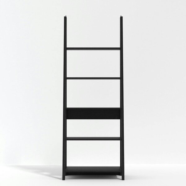 Wyld Haus Athy Black Wooden Ladder Bookcase 5 Shelves
