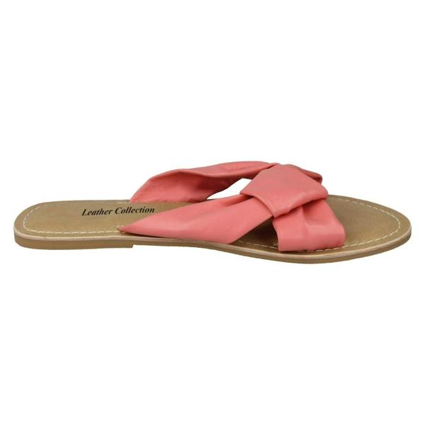 Leather Collection Ladies Leather Collection Knot Vamp Mule Sandals