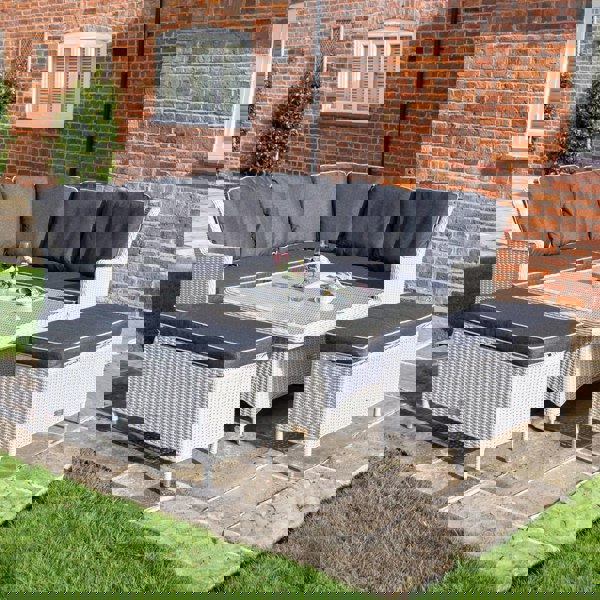 Rattan Effect Corner Dining Set with Adjustable Height Table