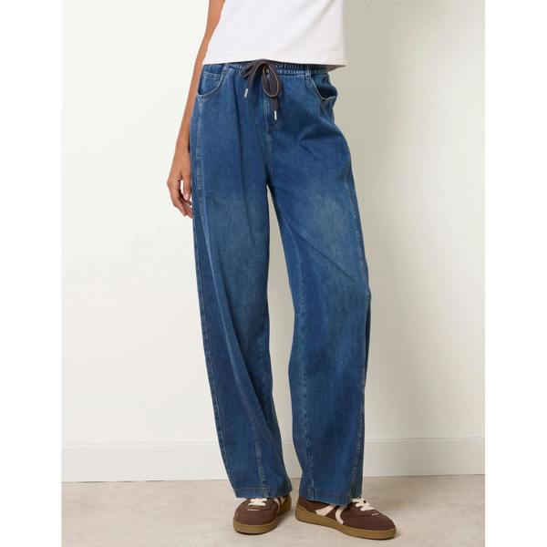 Blue Vanilla Top Stitch Barrel Leg Jeans