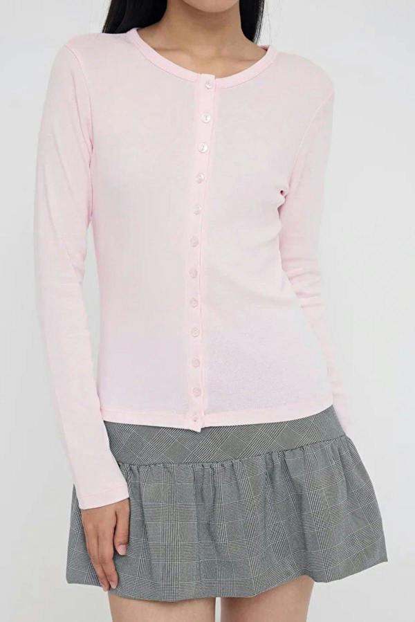 WOVCOR Buttoned Stretch Knit Blouse