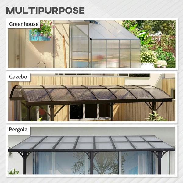 Clear twin-wall polycarbonate panels installed for outdoor shelters with multi-panel coverage