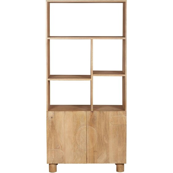 Wyld Haus Buffalo Natural Mango Wood Bookcase with Two Door Cabinet