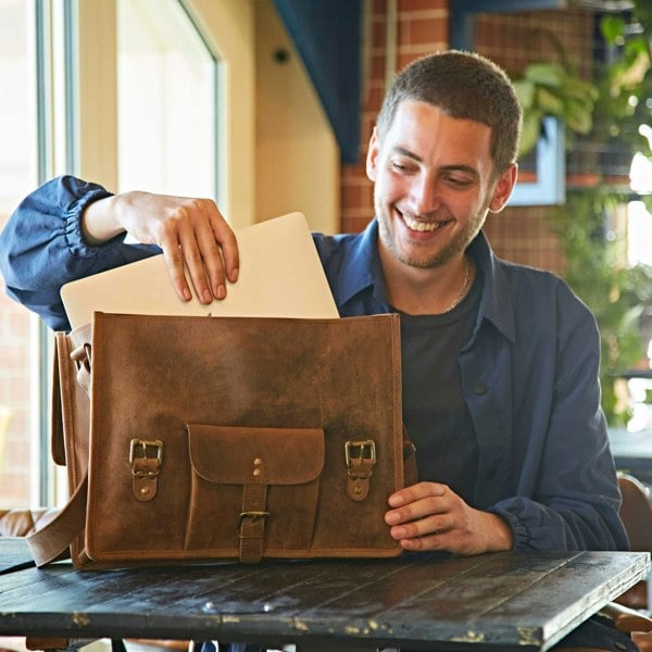 Paper High Buffalo Leather Vintage Satchel