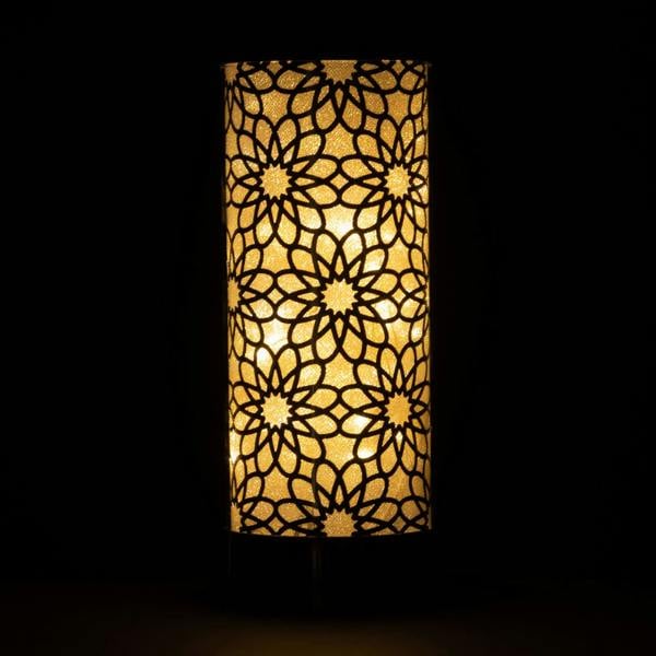 23cm Christmas Decorated Vase Table Lamp, Santa Flowers Design, Black image 1