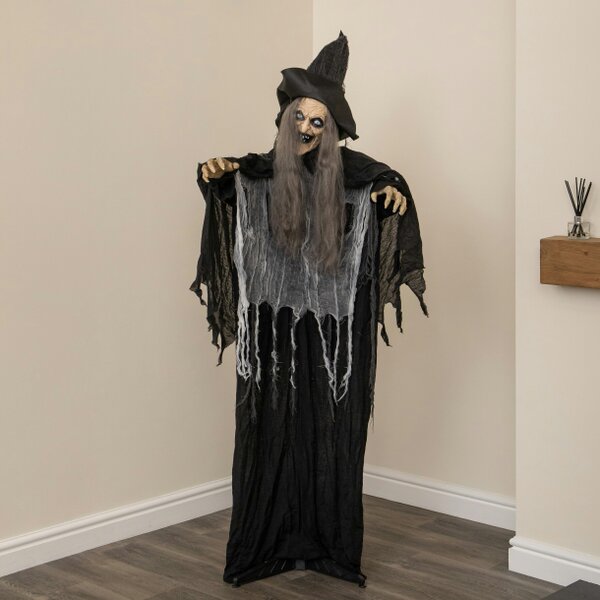 Samuel Alexander 1.84m Animated Cackling Halloween Witch with Green LED Eyes