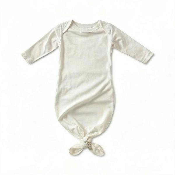 White Organic Baby Gown for Sensitive Skin made from 100% GOTS-certified organic Egyptian cotton by Prima Cotton.