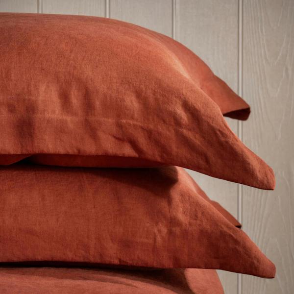 Soak&Sleep Burnt Orange French Linen Duvet Cover
