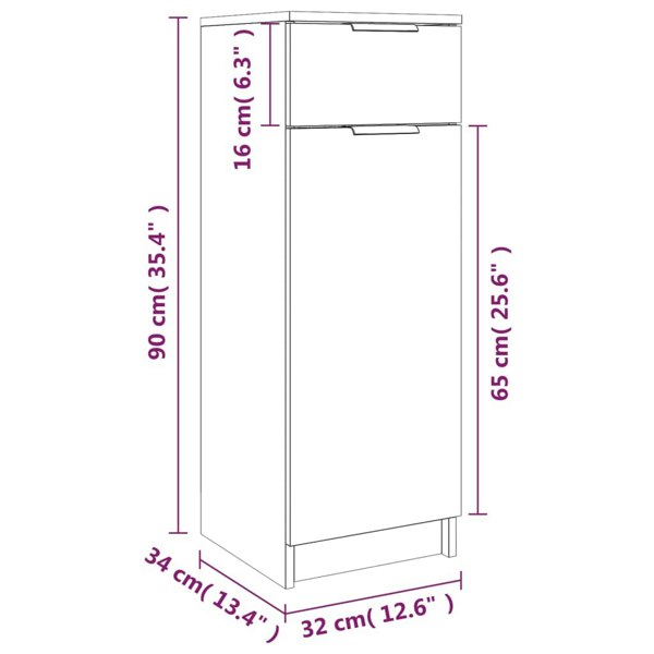 Berkfield Bathroom Cabinet Smoked Oak 32x34x90 cm Engineered Wood